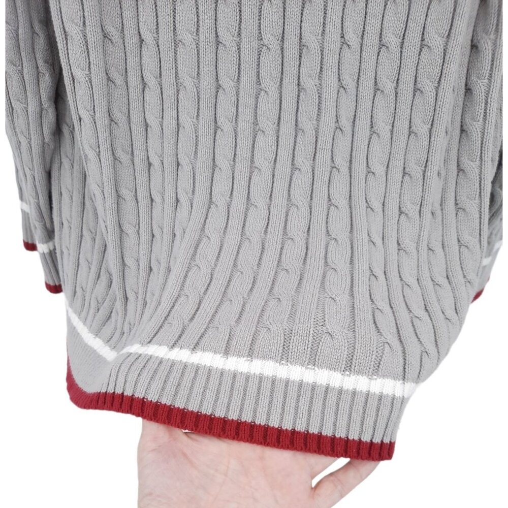 VTG 90s Gitano Gray Fair Isle Foldover Off Shoulder Cable Knit Sweater 26/28 - Picture 2 of 8